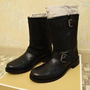 NEW Michael KORS Jonas Black Leather Moto Boot; Women Size 8M
